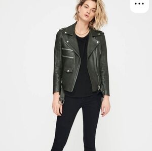Anine Bing moto biker olive black lamb leather jacket XS